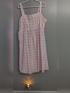 Retro Chic Pink and White Gingham Dress